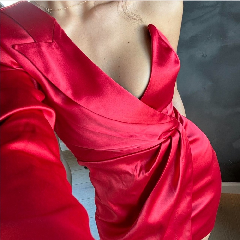 REVOLVE Red Satin Mini Dress